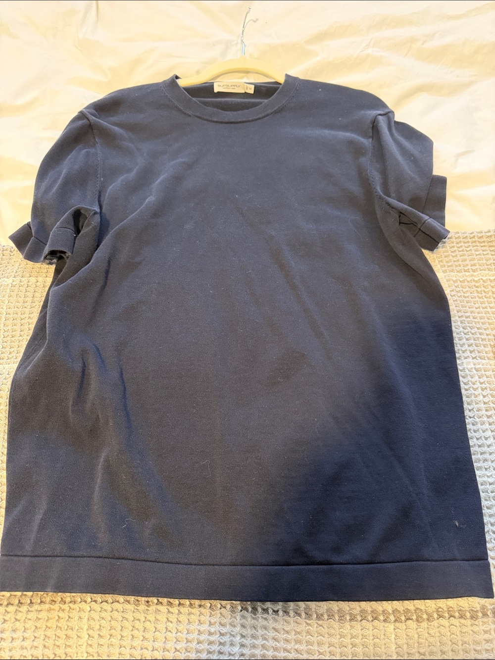 SUITSUPPLY Cotton Silk T-Shirt in Black Size Medium